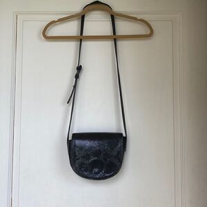 Black Leather Bag With Faux Snake Flap By A.Bellucci